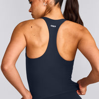 SoftMotion™ Racer Back Mid Tank Top with Built in Bra Shelf | True Blue