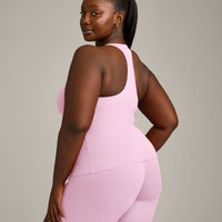 SoftMotion™ Racer Back Vest with Built in Bra Shelf with Grey Logo | Chalk Pink
