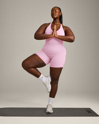 SoftMotion™ Racer Back Vest with Built in Bra Shelf with Grey Logo | Chalk Pink