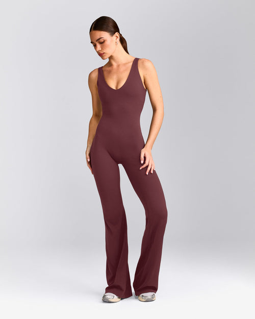 SoftMotion™ Scoop Back Flared All In One Long | Velvet Mocha