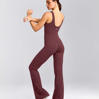 SoftMotion™ Scoop Back Flared All In One Long with Gray Logo | Velvet Mocha