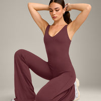 SoftMotion™ Scoop Back Flared All In One Long with Grey Logo | Velvet Mocha