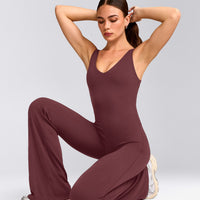 SoftMotion™ Scoop Back Flared All In One Long with Gray Logo | Velvet Mocha