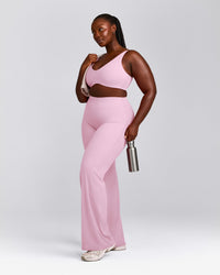 SoftMotion™ Scoop Back Bralette with Grey Logo | Chalk Pink