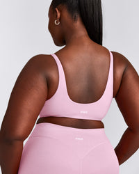 SoftMotion™ Scoop Back Bralette with Grey Logo | Chalk Pink