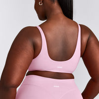 SoftMotion™ Scoop Back Bralette with Grey Logo | Chalk Pink
