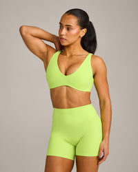 SoftMotion™ Scoop Back Bralette with Grey Logo | Citrus Green