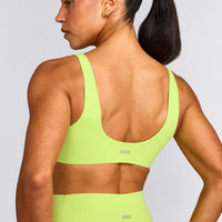 SoftMotion™ Scoop Back Bralette with Gray Logo | Citrus Green