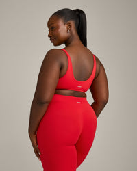 SoftMotion™ Scoop Back Bralette with Grey Logo | Fiery Red