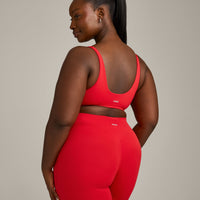 SoftMotion™ Scoop Back Bralette with Grey Logo | Fiery Red