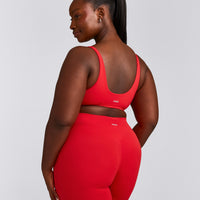 SoftMotion™ Scoop Back Bralette with Gray Logo | Fiery Red