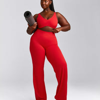 SoftMotion™ Scoop Back Bralette with Gray Logo | Fiery Red