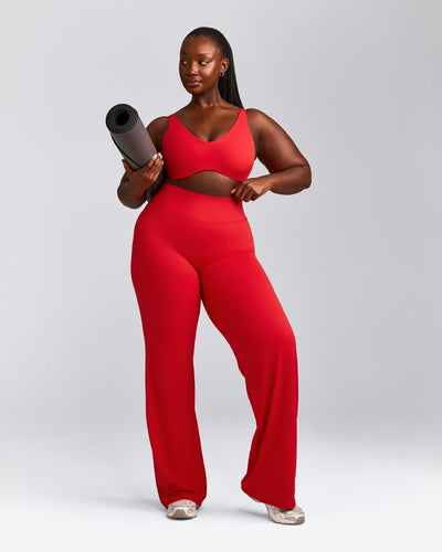 SoftMotion™ Scoop Back Bralette with Gray Logo | Fiery Red