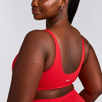 SoftMotion™ Scoop Back Bralette with Gray Logo | Fiery Red
