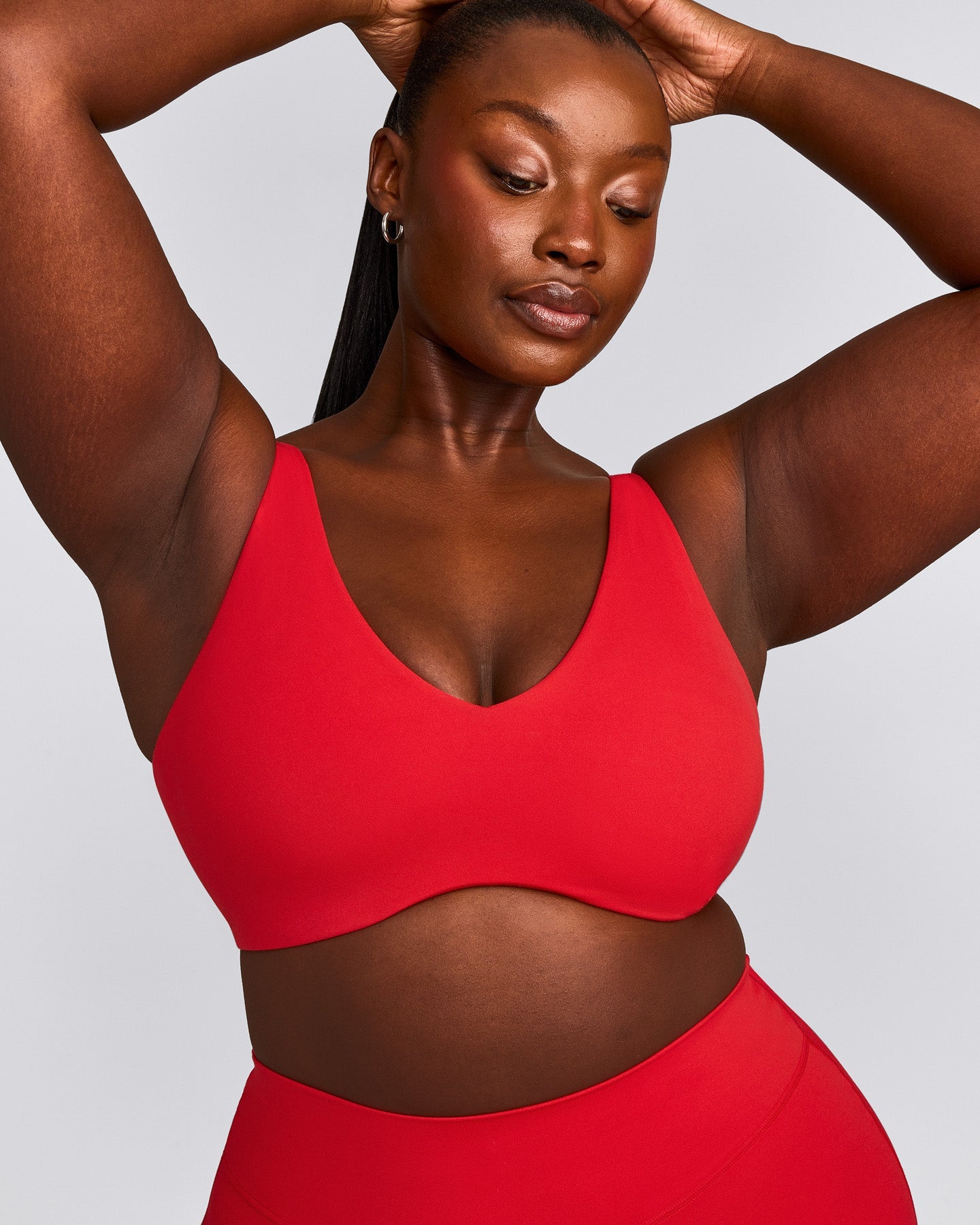 SoftMotion™ Scoop Back Bralette with Gray Logo | Fiery Red