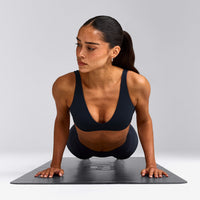 SoftMotion™ Scoop Back Bralette with Gray Logo | True Blue