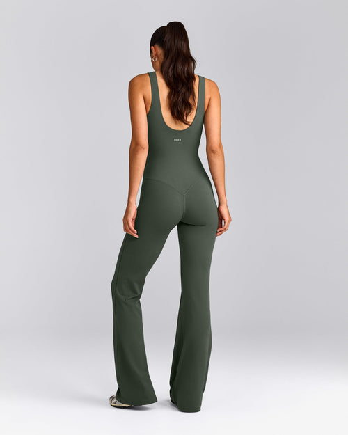 SoftMotion™ Scoop Back Flared All In One Long | Dark Khaki