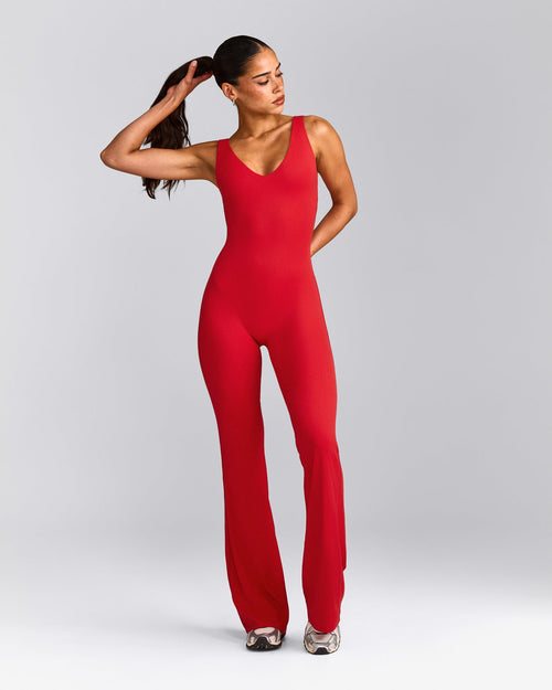 SoftMotion™ Scoop Back Flared All In One Long | Fiery Red