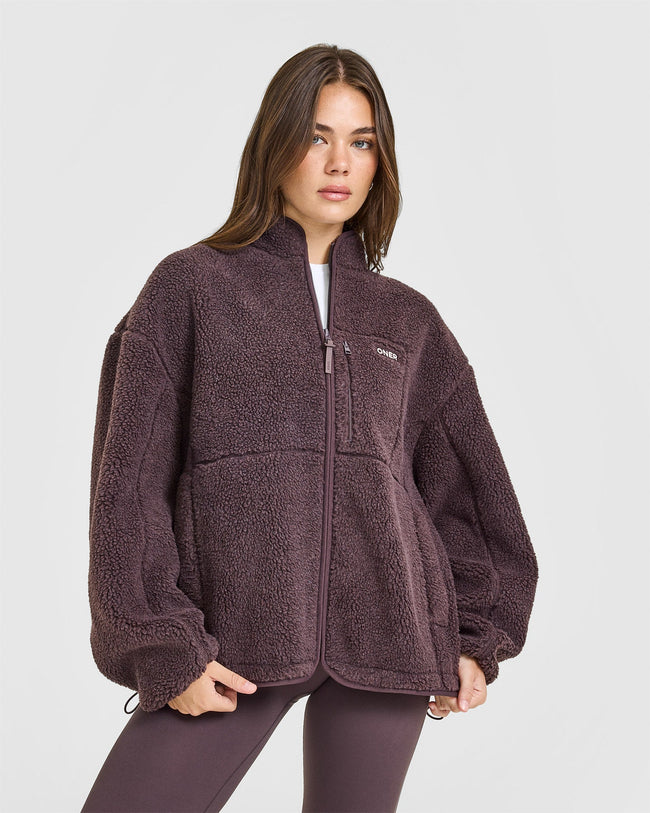 Fleece Jacket with Chest Pocket | Umber Brown