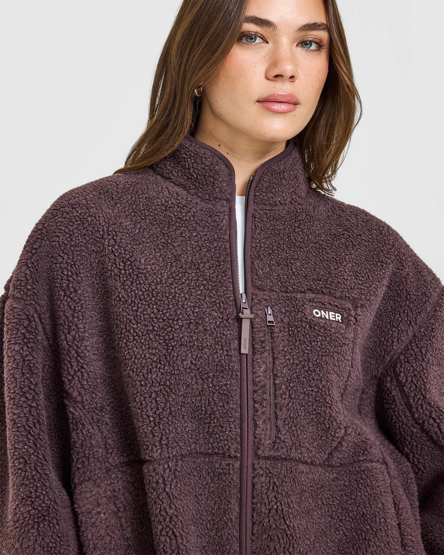 Fleece Jacket with Chest Pocket | Umber Brown