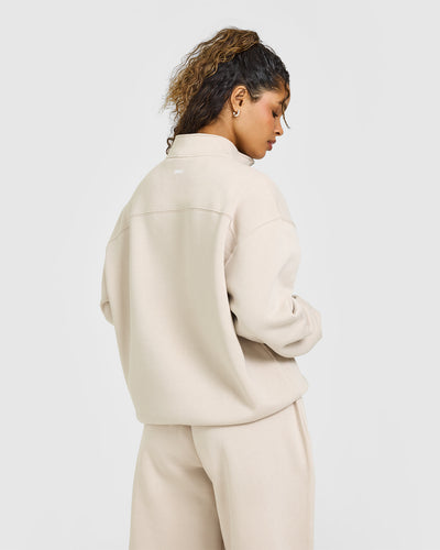 Foundations Oversized 1/4 Zip Sweatshirt in Sand | Oner Active