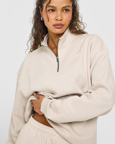 Foundations Oversized 1/4 Zip Sweatshirt in Sand | Oner Active