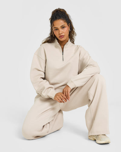 Foundations Oversized 1/4 Zip Sweatshirt in Sand | Oner Active