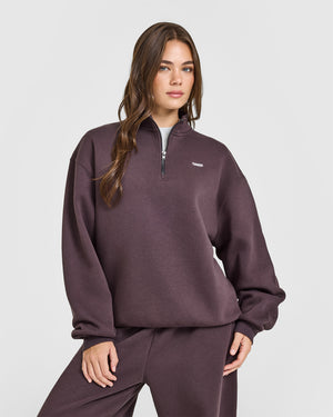Foundations Oversized 1/4 Zip Sweatshirt in Umber Brown | Oner Active