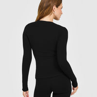 Mellow™ Rib Long Sleeve Cardigan | Black