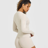 Mellow™ Rib Long Sleeve Cardigan | Sand