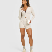 Mellow™ Rib Long Sleeve Cardigan | Sand