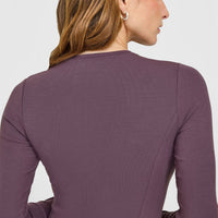 Mellow™ Rib Long Sleeve Cardigan | Vintage Purple