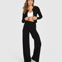 Mellow™ Rib Mid Long Sleeve Cardigan | Black