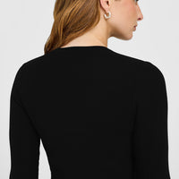 Mellow™ Rib Mid Long Sleeve Cardigan | Black