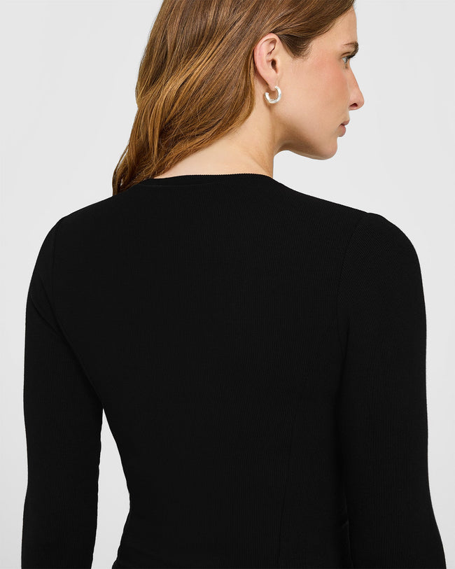 Mellow™ Rib Mid Long Sleeve Cardigan | Black