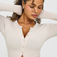 Mellow™ Rib Mid Long Sleeve Cardigan | Sand