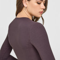 Mellow™ Rib Mid Long Sleeve Cardigan | Umber Brown