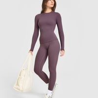 SoftMotion™ Long Sleeve Top with White Logo | Vintage Purple