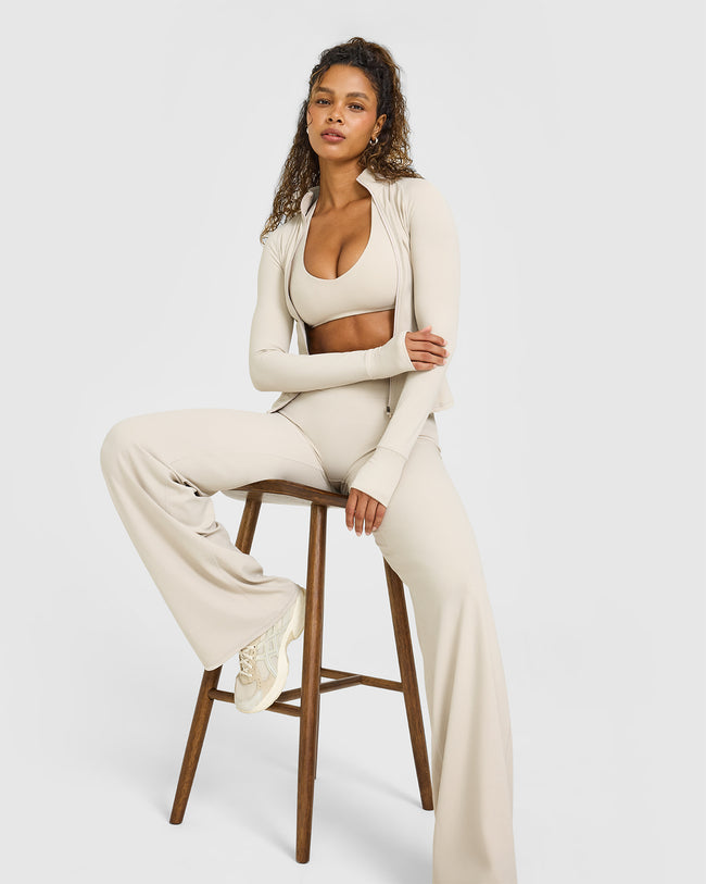 SoftMotion™ Straight Leg Bottoms with White Logo | Sand