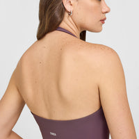 SoftMotion™ Halter Neck Vest with Built in Bra Shelf with White Logo | Vintage Purple