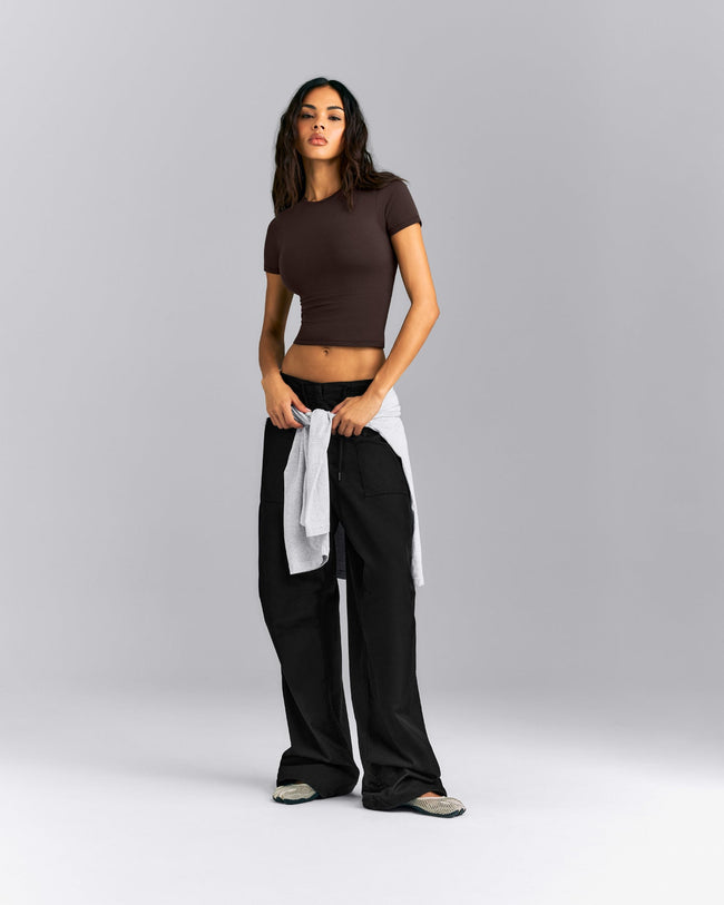 Fitted Cotton Short Sleeve Crew Neck T-Shirt | 70% Cocoa