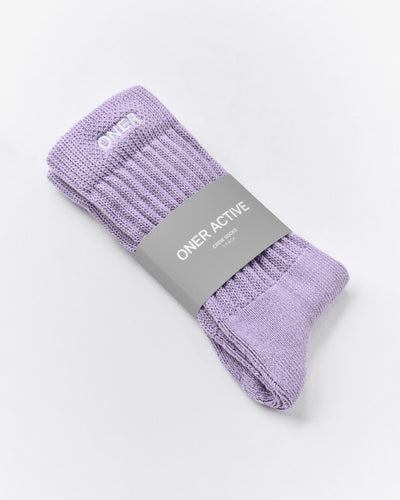 Rib Long Crew Socks | Dark Lavender Marl