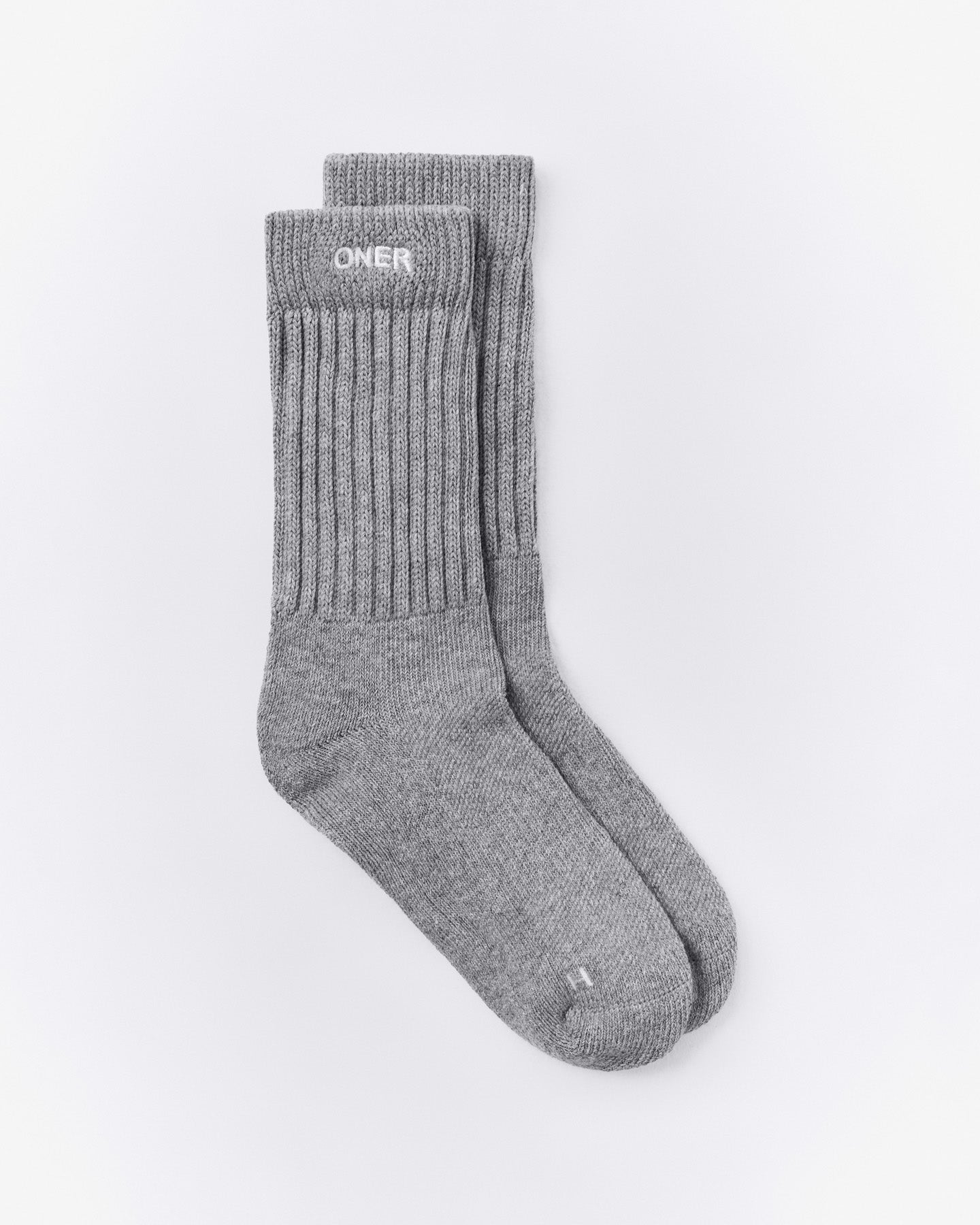 Rib Long Crew Socks | Mid Gray Marl