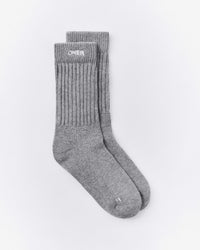 Rib Long Crew Socks | Mid Gray Marl