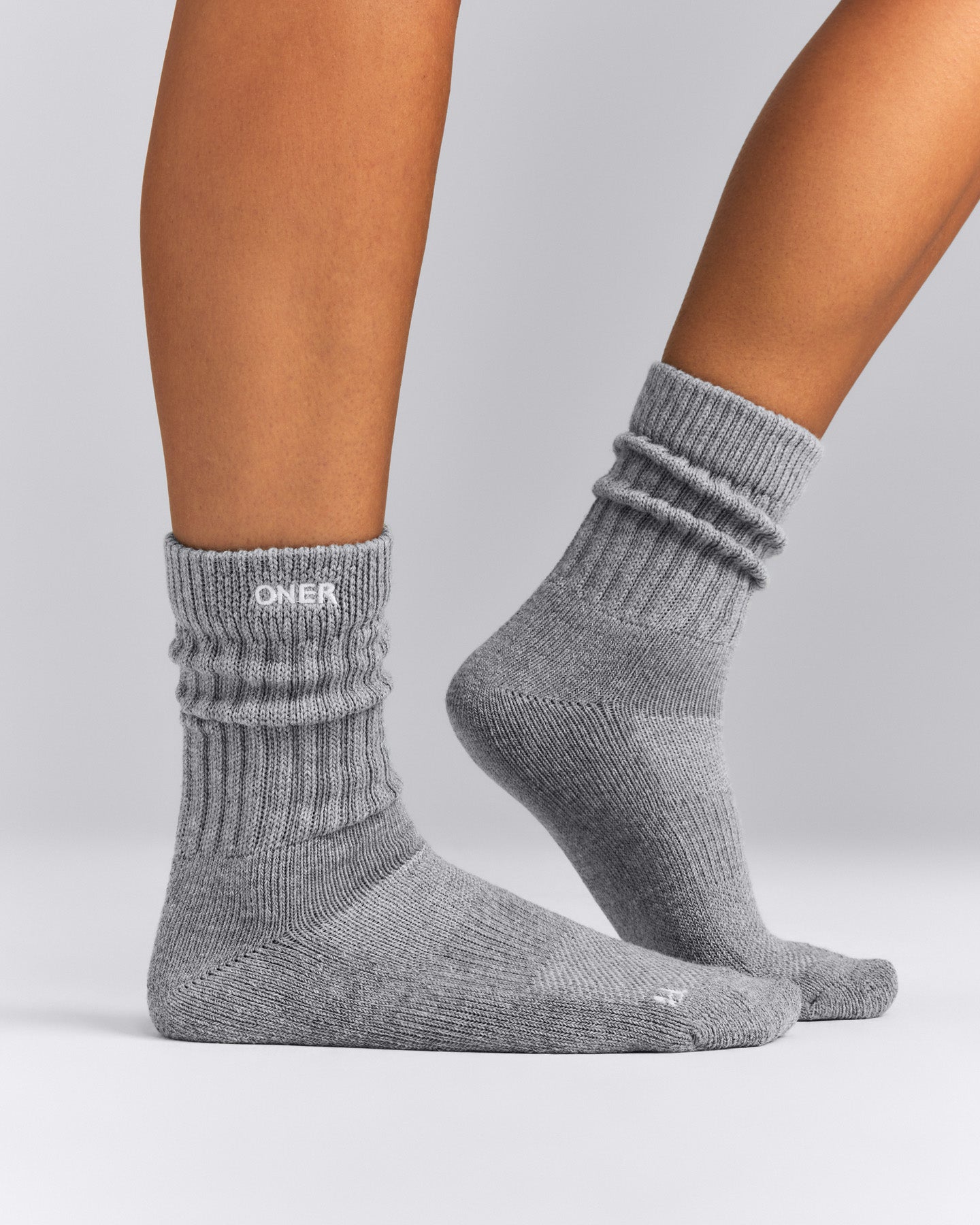 Rib Long Crew Socks | Mid Gray Marl