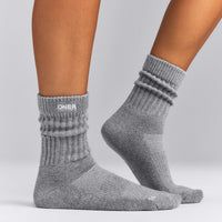 Rib Long Crew Socks | Mid Gray Marl
