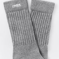 Rib Long Crew Socks | Mid Gray Marl
