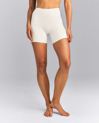 SoftMotion™ Double Layer High Waisted Shorts 6" | Marshmallow White