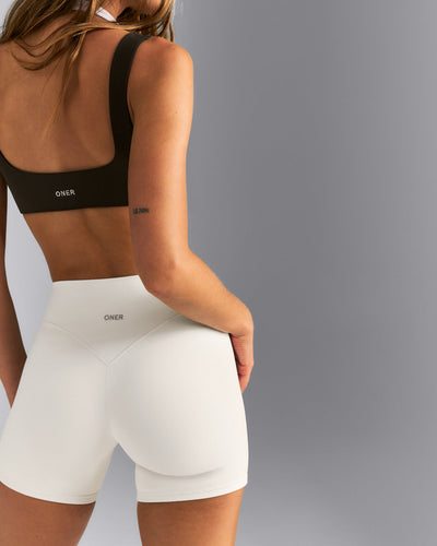 SoftMotion™ Double Layer High Waisted Shorts 6" | Marshmallow White