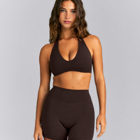 SoftMotion™ Minimal Halter Neck Bralette | 70% Cocoa